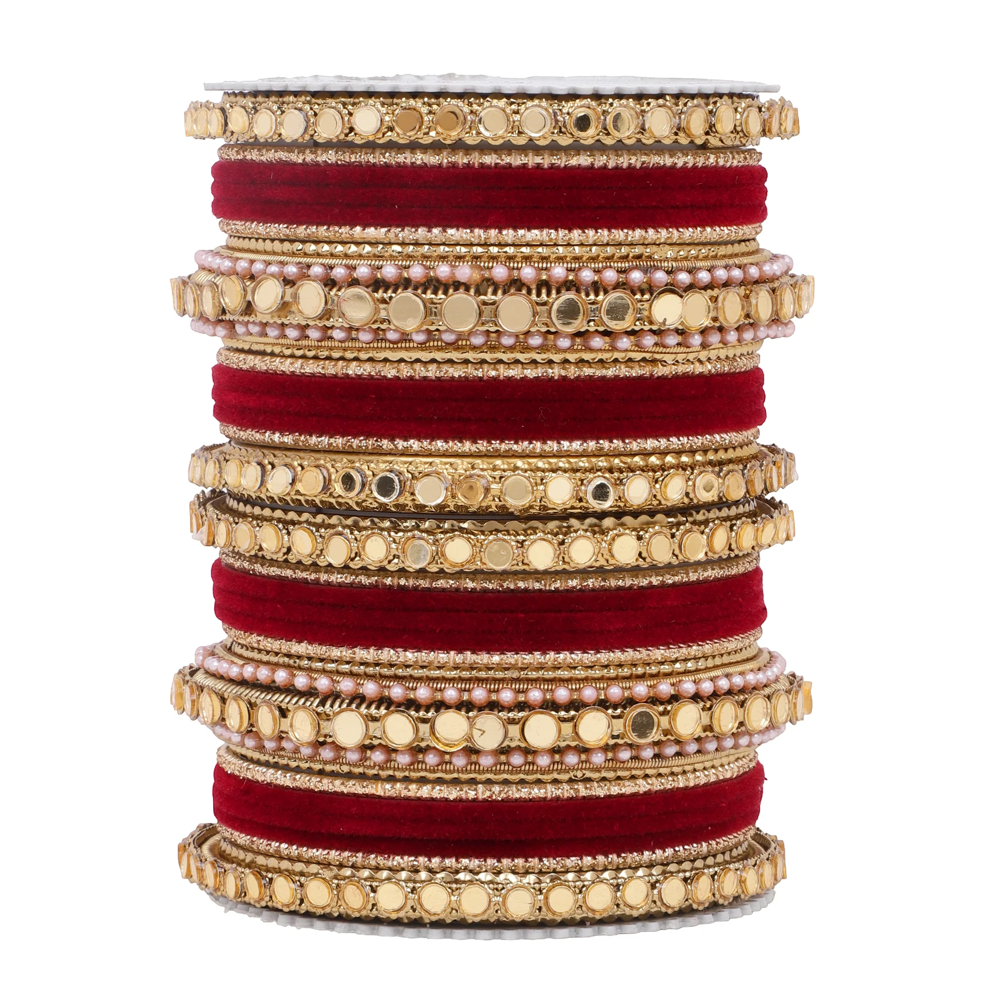 Velvet Bangles set with Golden Mirrorwork Kada - Image 14