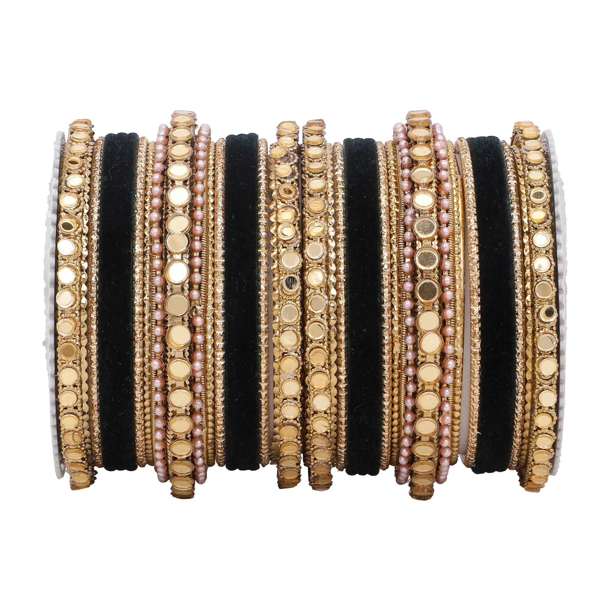 Velvet Bangles set with Golden Mirrorwork Kada - Image 15
