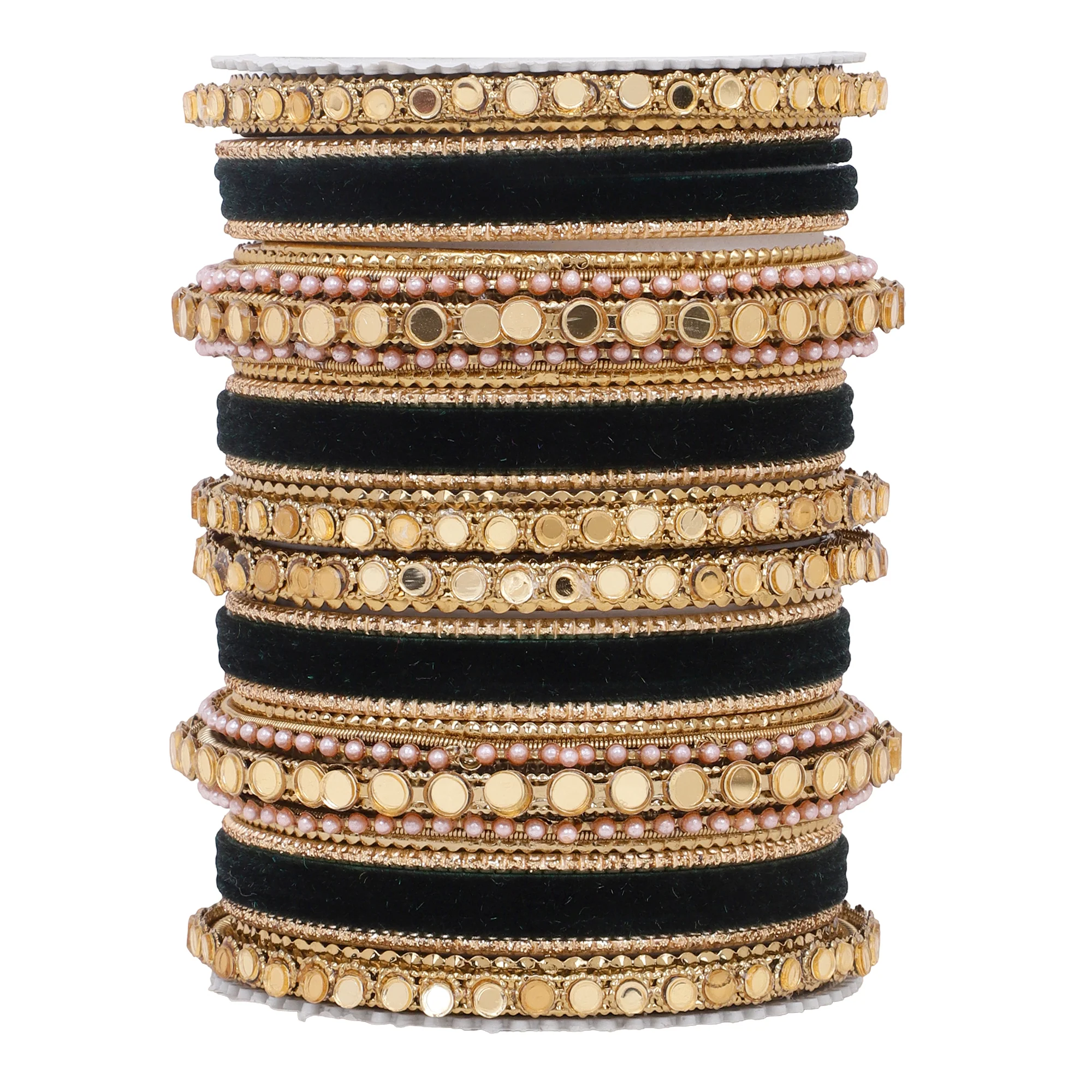 Velvet Bangles set with Golden Mirrorwork Kada - Image 16