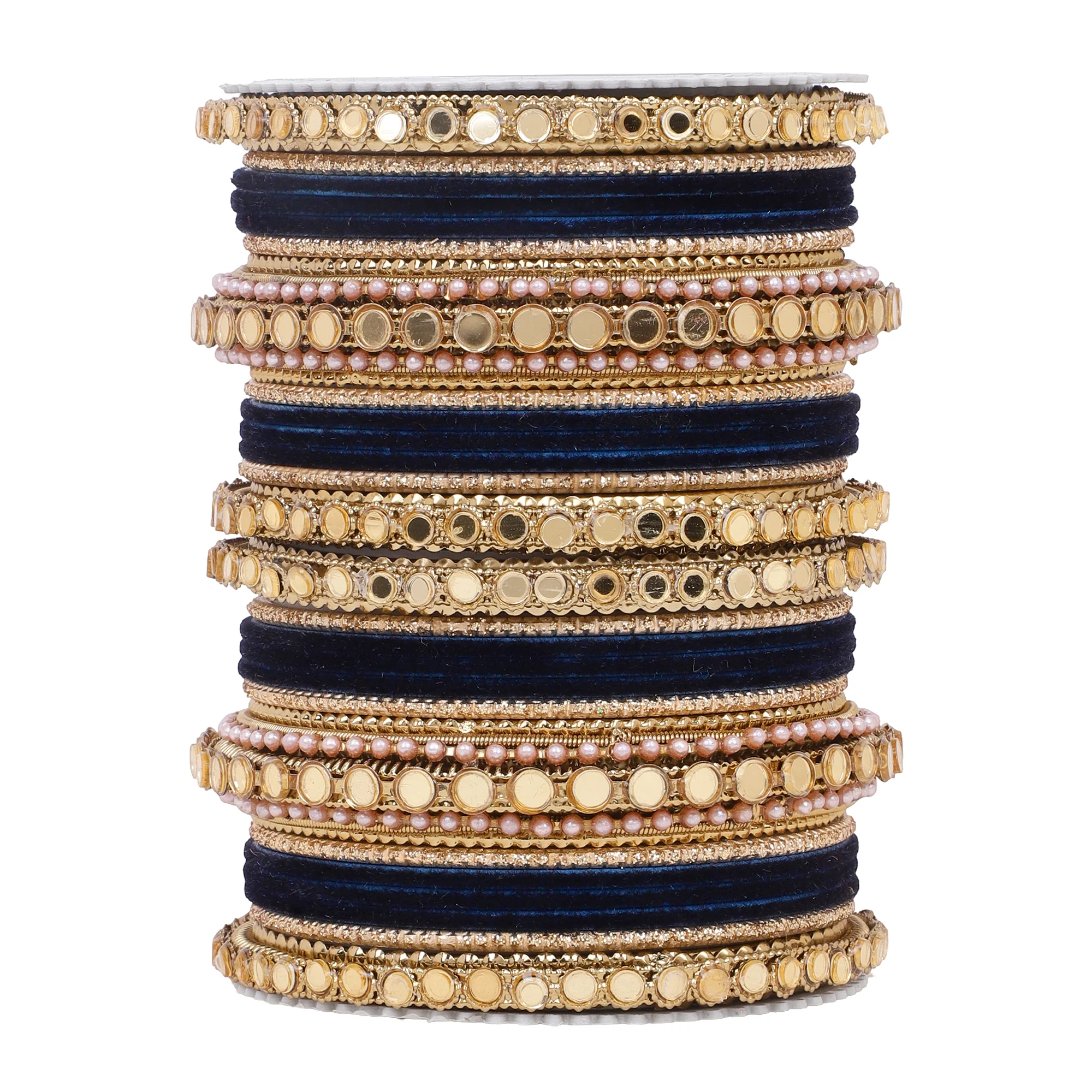 Velvet Bangles set with Golden Mirrorwork Kada - Image 17