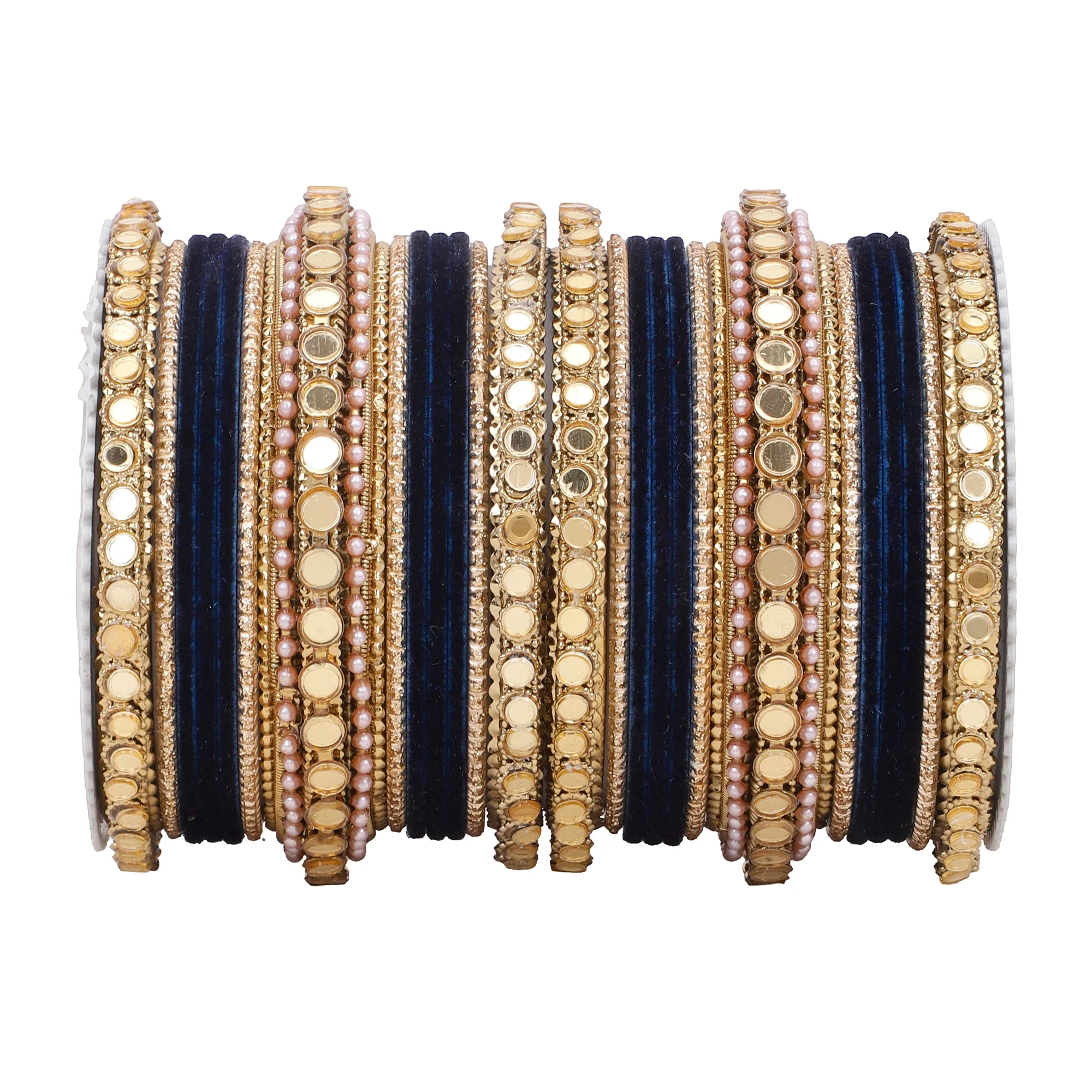 Velvet Bangles set with Golden Mirrorwork Kada - Image 18