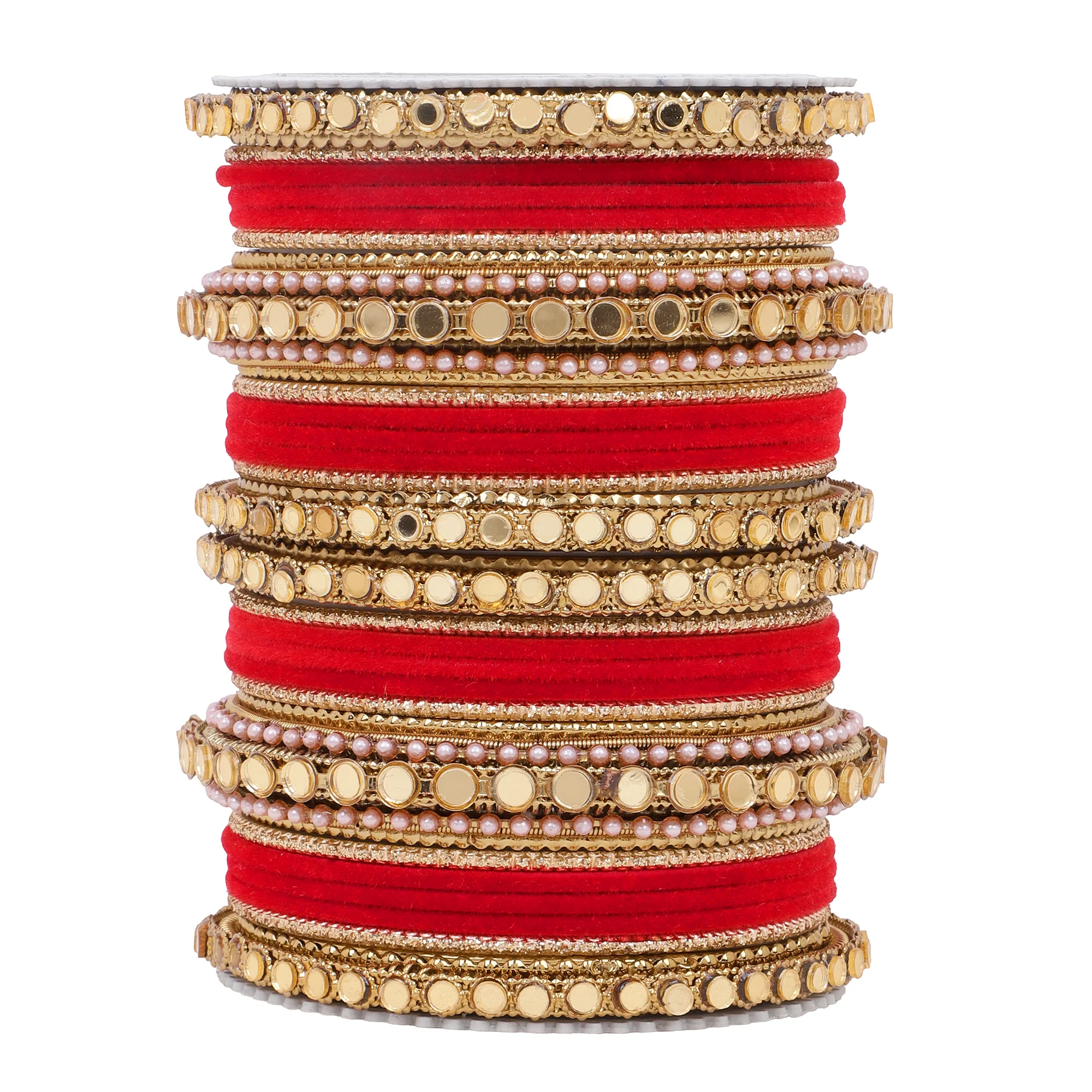 Velvet Bangles set with Golden Mirrorwork Kada - Image 4