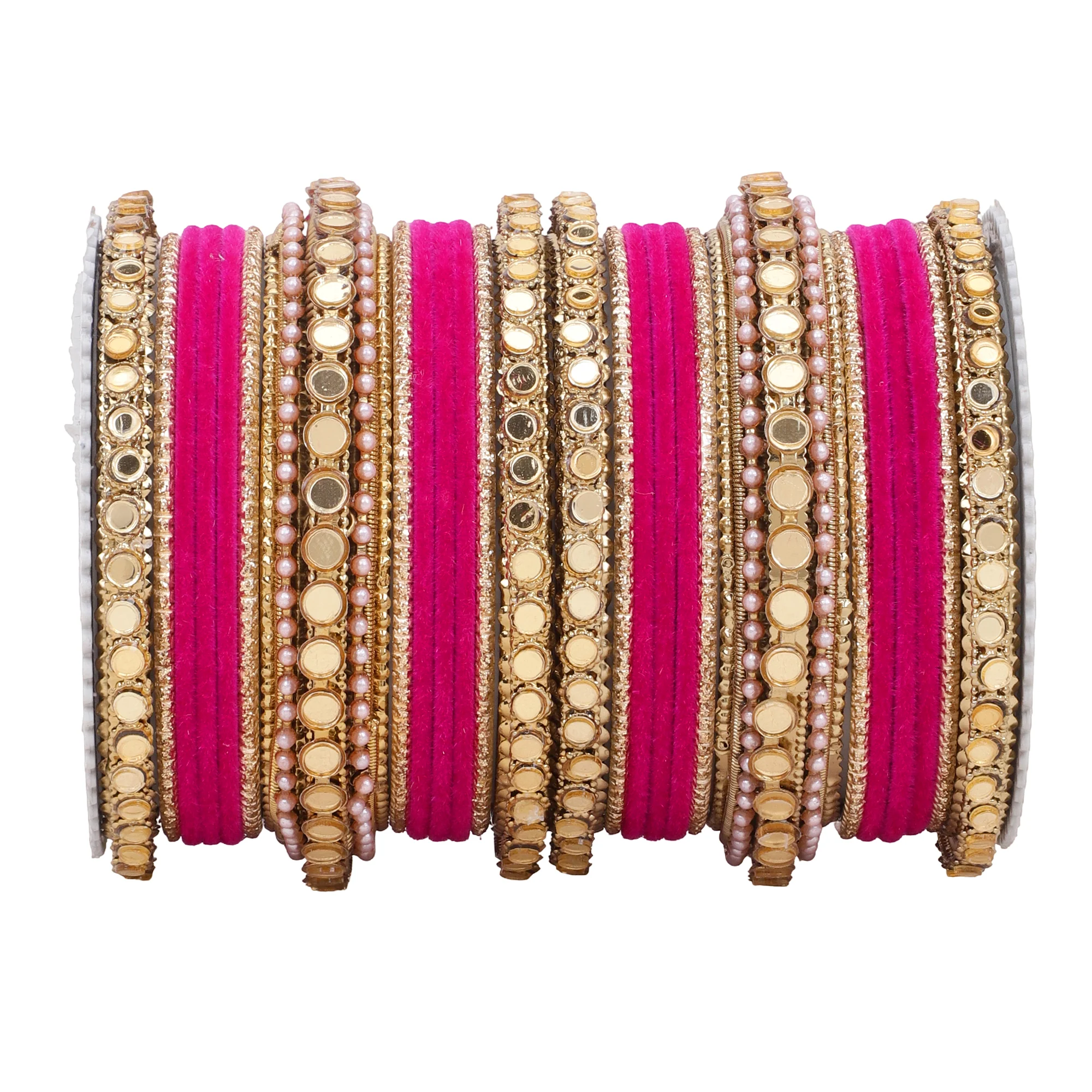 Velvet Bangles set with Golden Mirrorwork Kada - Image 5