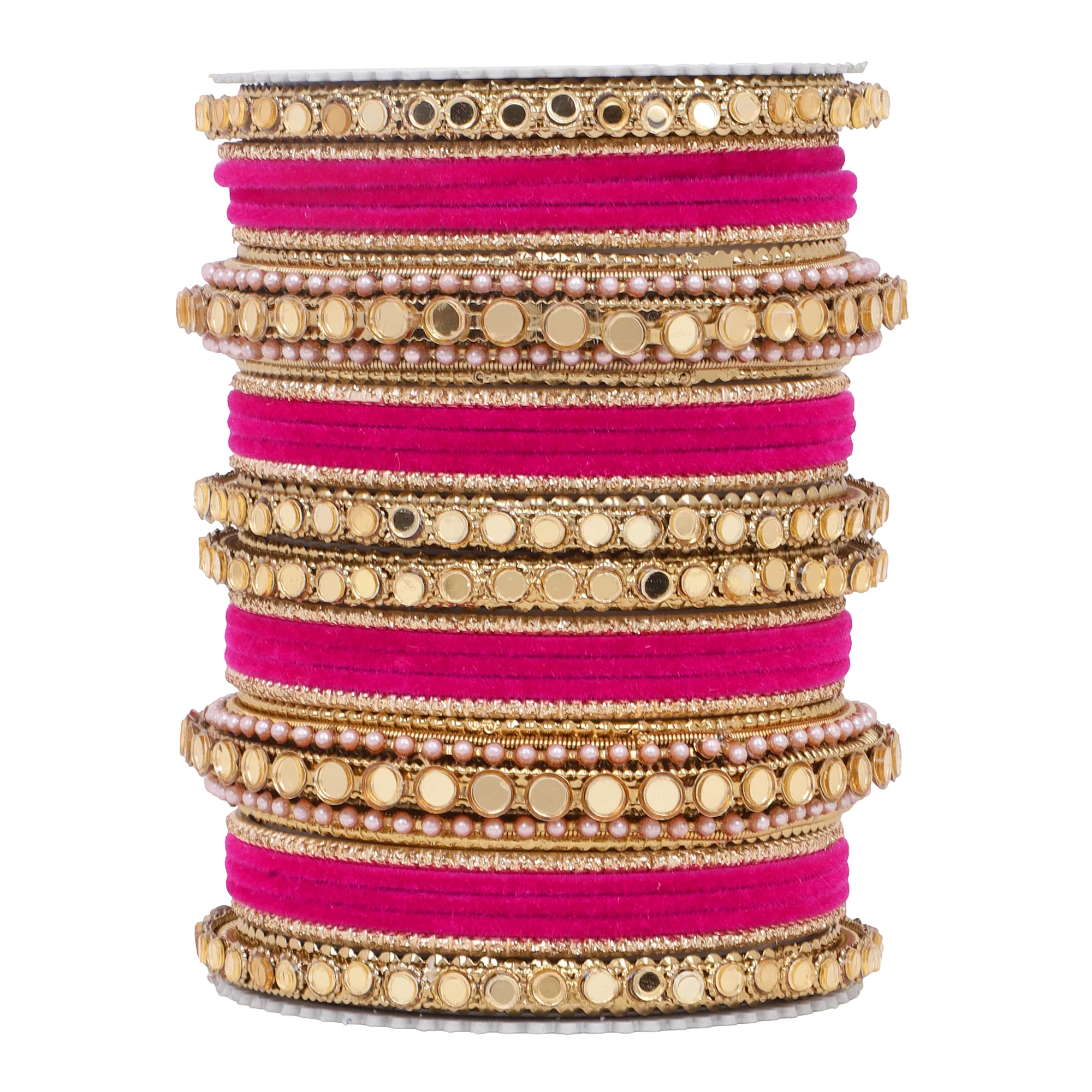 Velvet Bangles set with Golden Mirrorwork Kada - Image 6