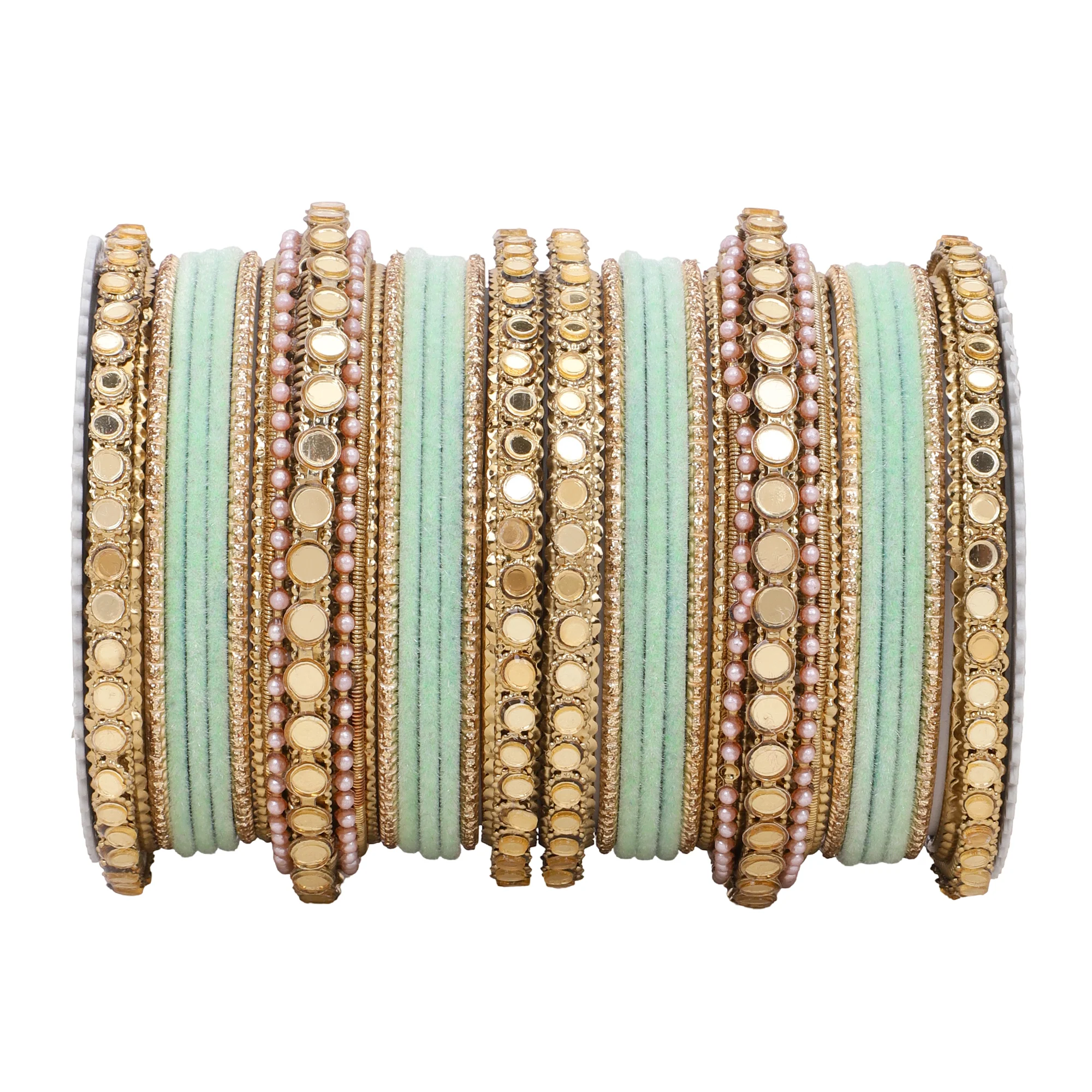 Velvet Bangles set with Golden Mirrorwork Kada - Image 7