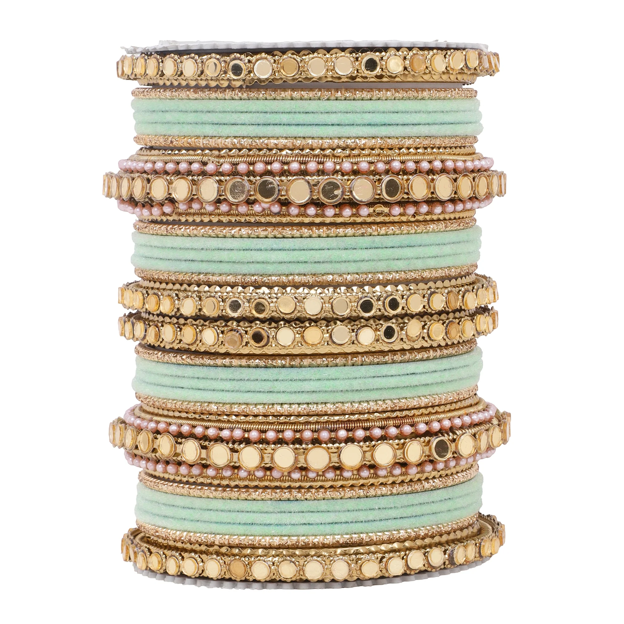 Velvet Bangles set with Golden Mirrorwork Kada - Image 8
