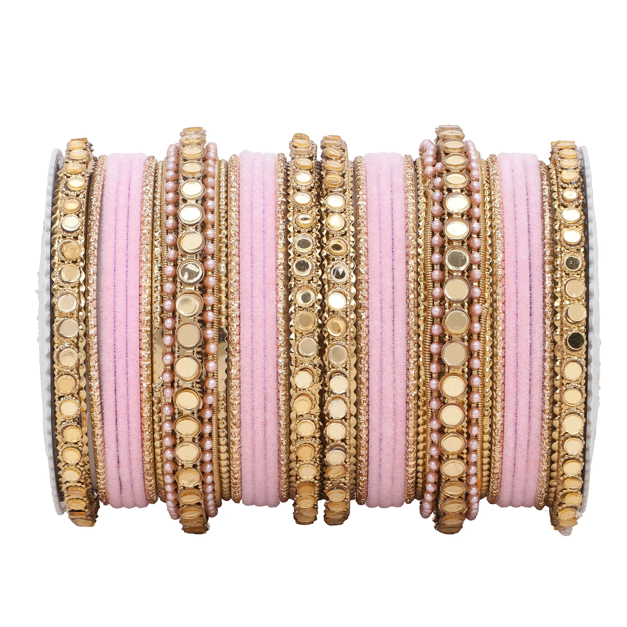 Velvet Bangles set with Golden Mirrorwork Kada - Image 9