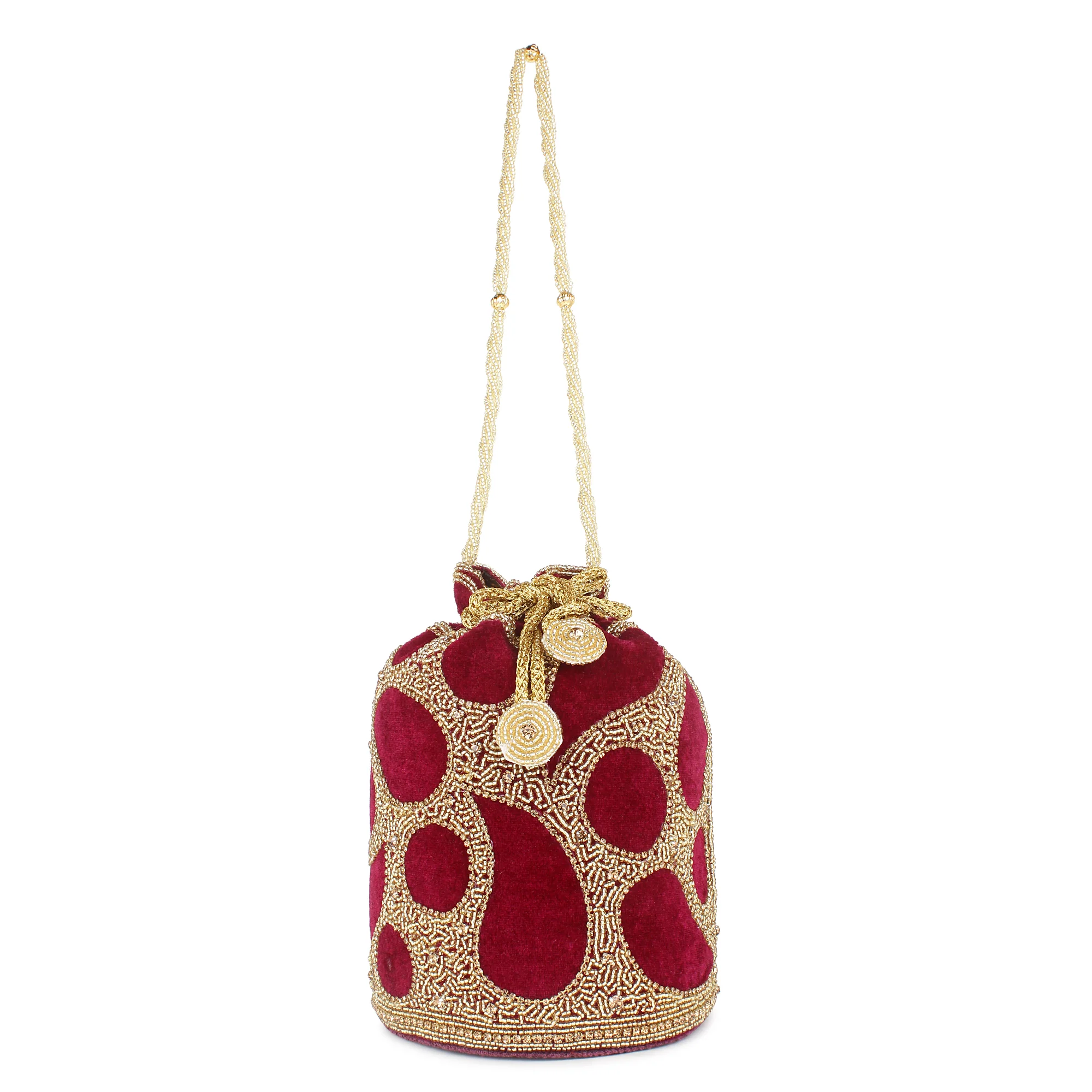 Velvet Bridal Potli with careful embroidery by Leshya - Image 6