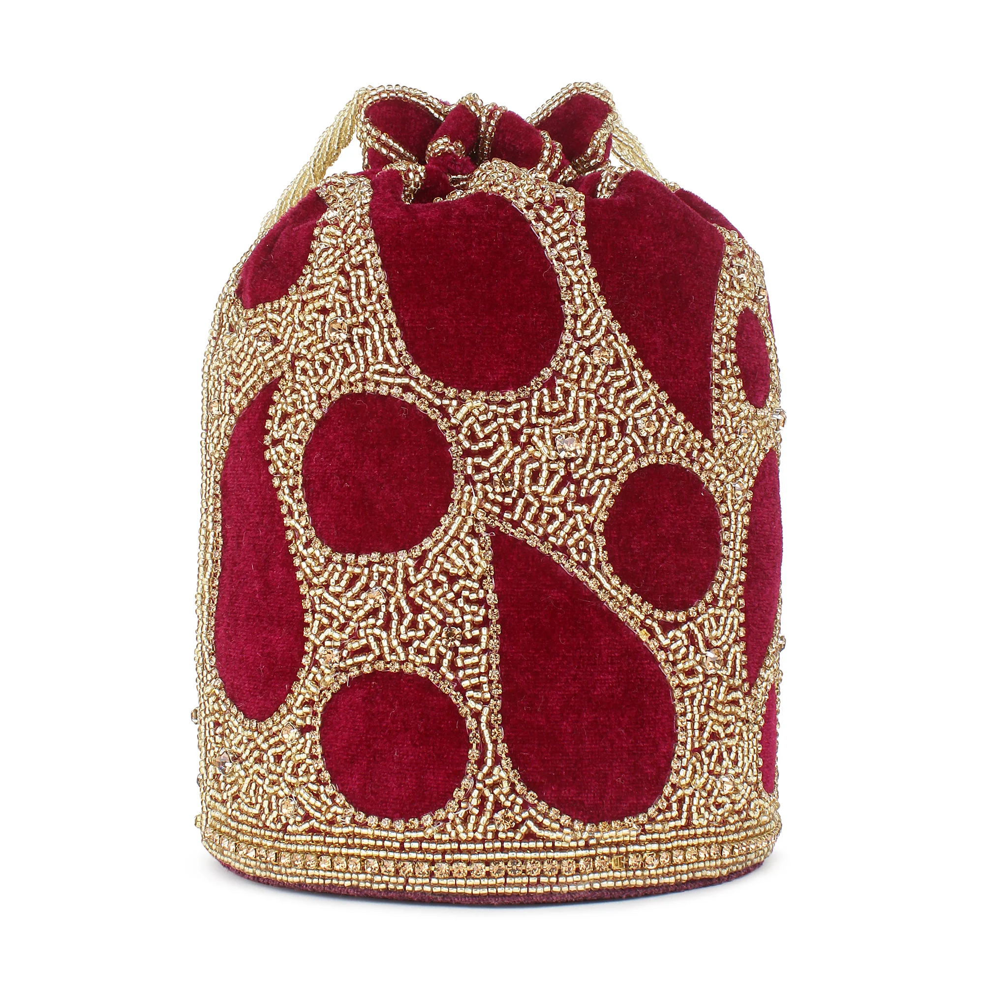 Velvet Bridal Potli with careful embroidery by Leshya - Image 7