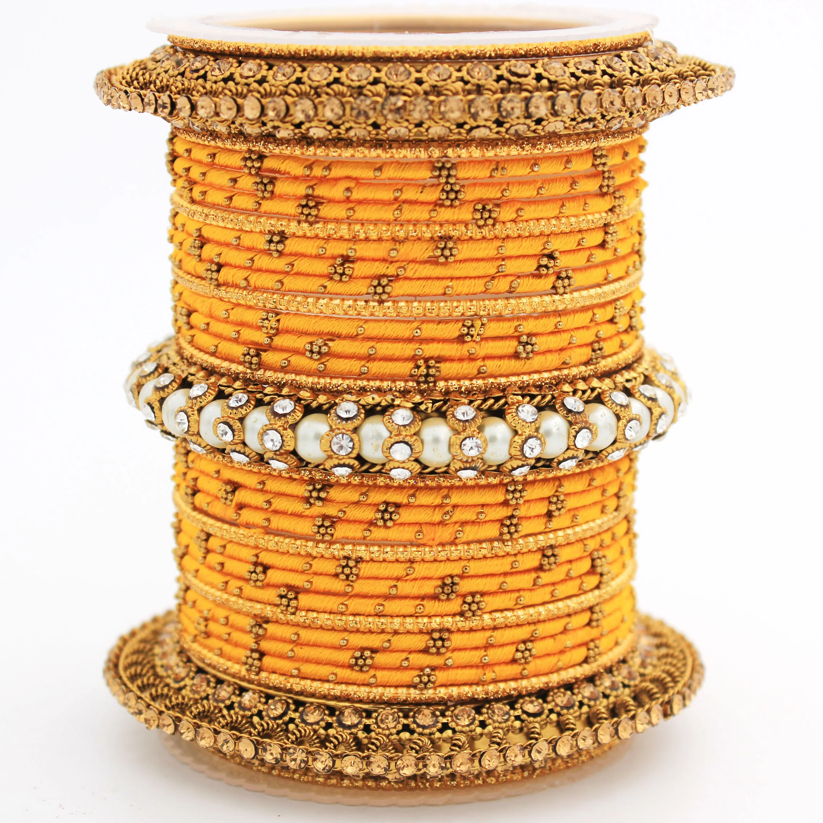 Traditional Thread bangle set with Pearl centre kada by Leshya - Image 10