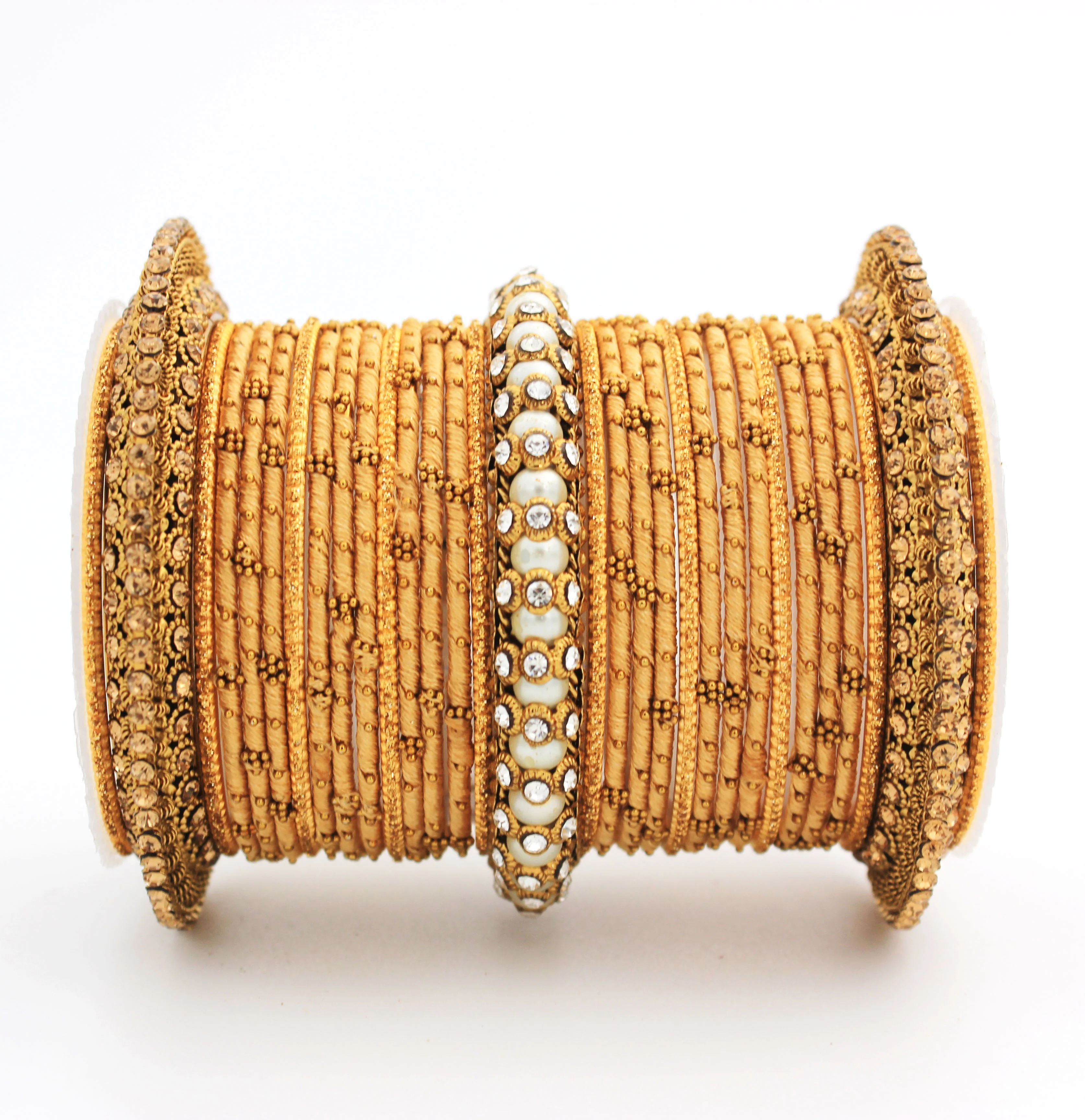 Traditional Thread bangle set with Pearl centre kada by Leshya - Image 11
