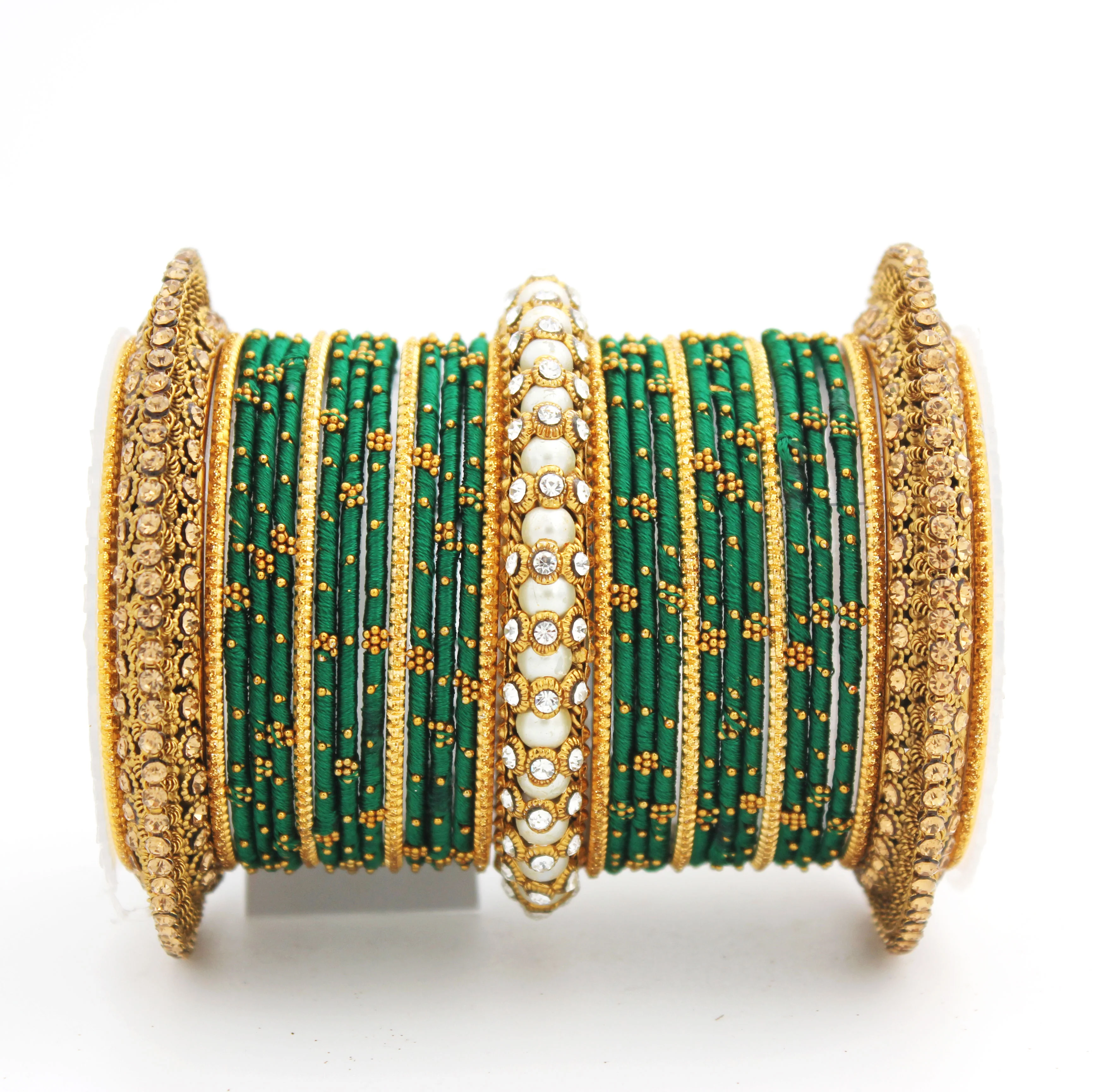 Traditional Thread bangle set with Pearl centre kada by Leshya - Image 13