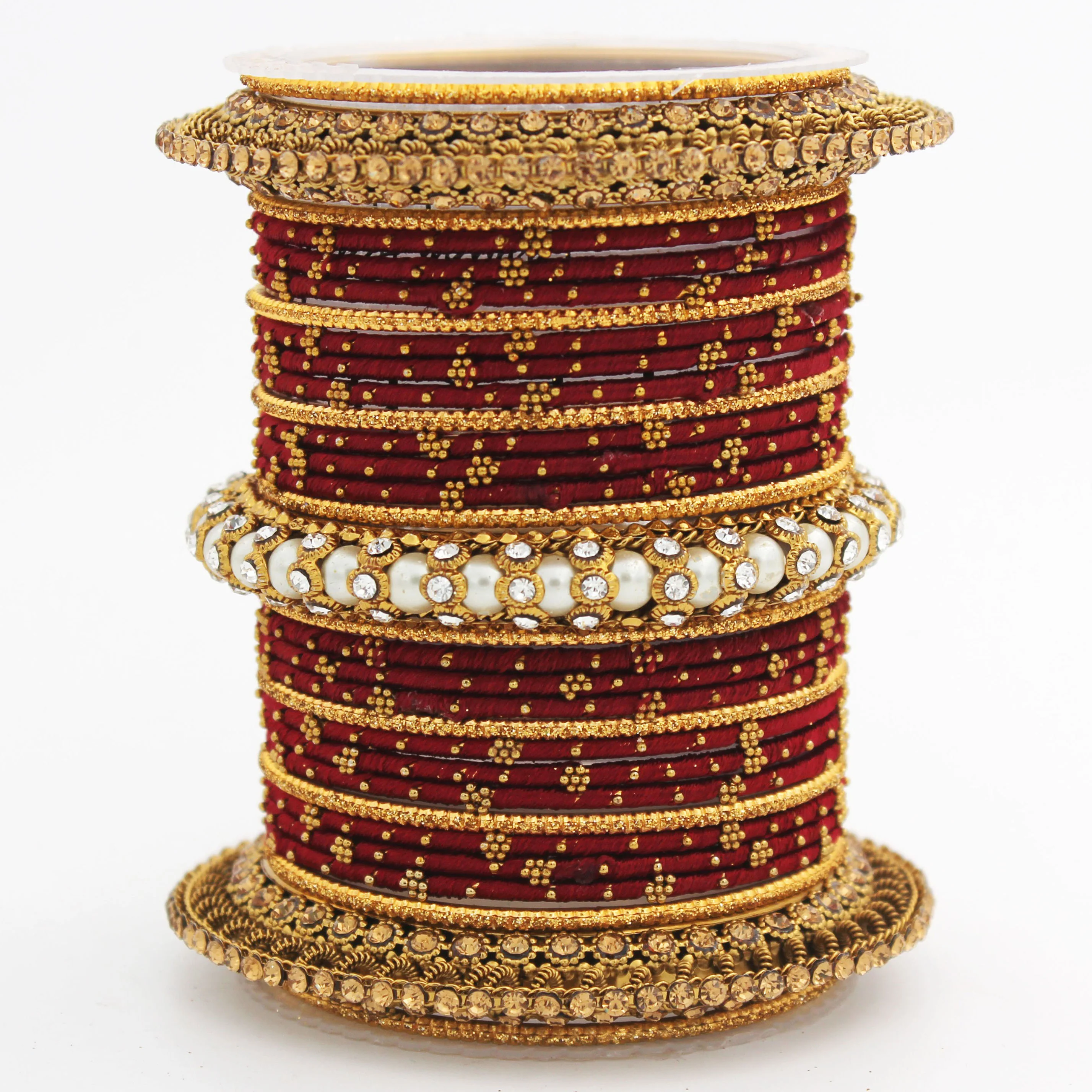 Traditional Thread bangle set with Pearl centre kada by Leshya - Image 14