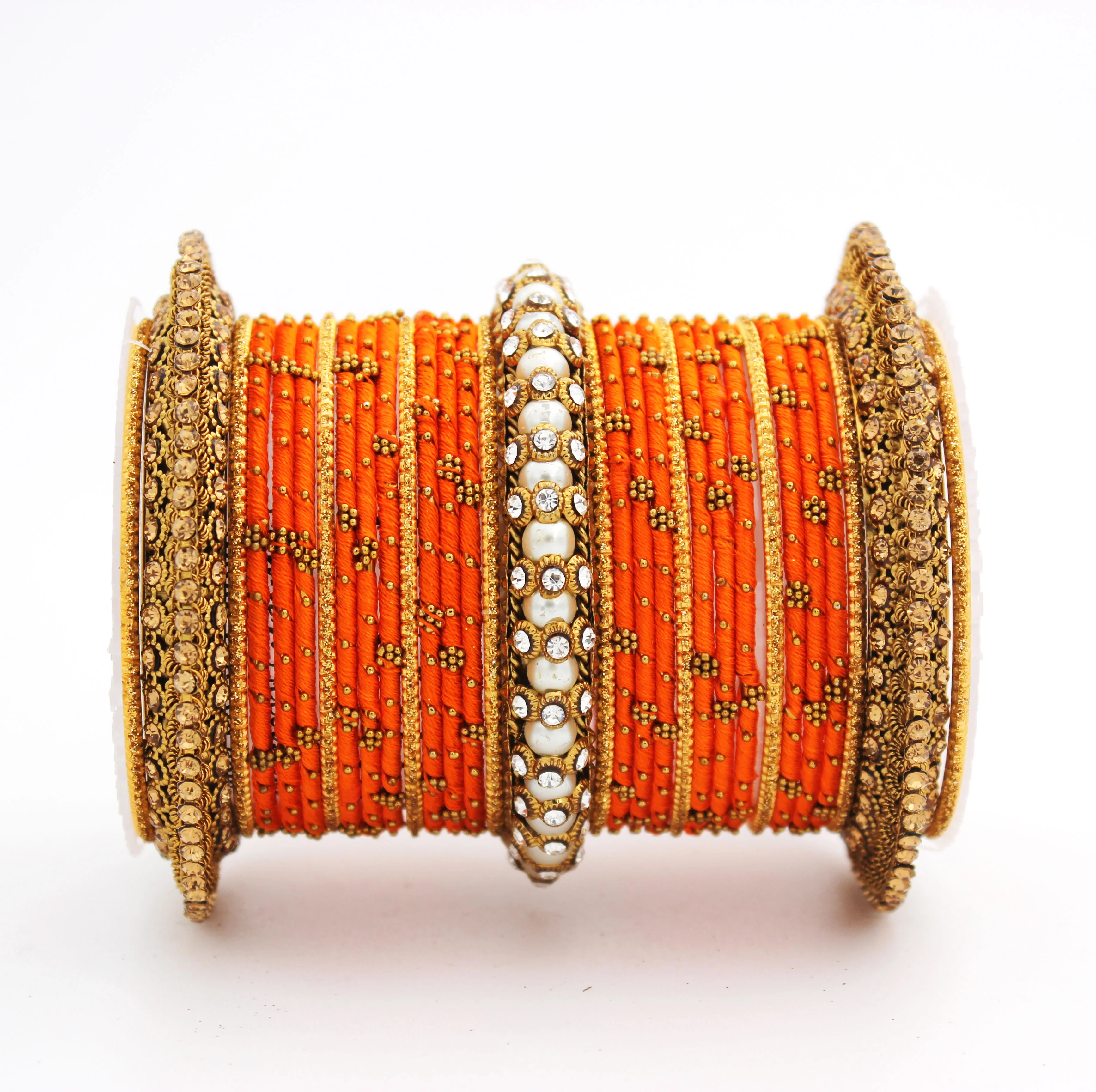 Traditional Thread bangle set with Pearl centre kada by Leshya - Image 16