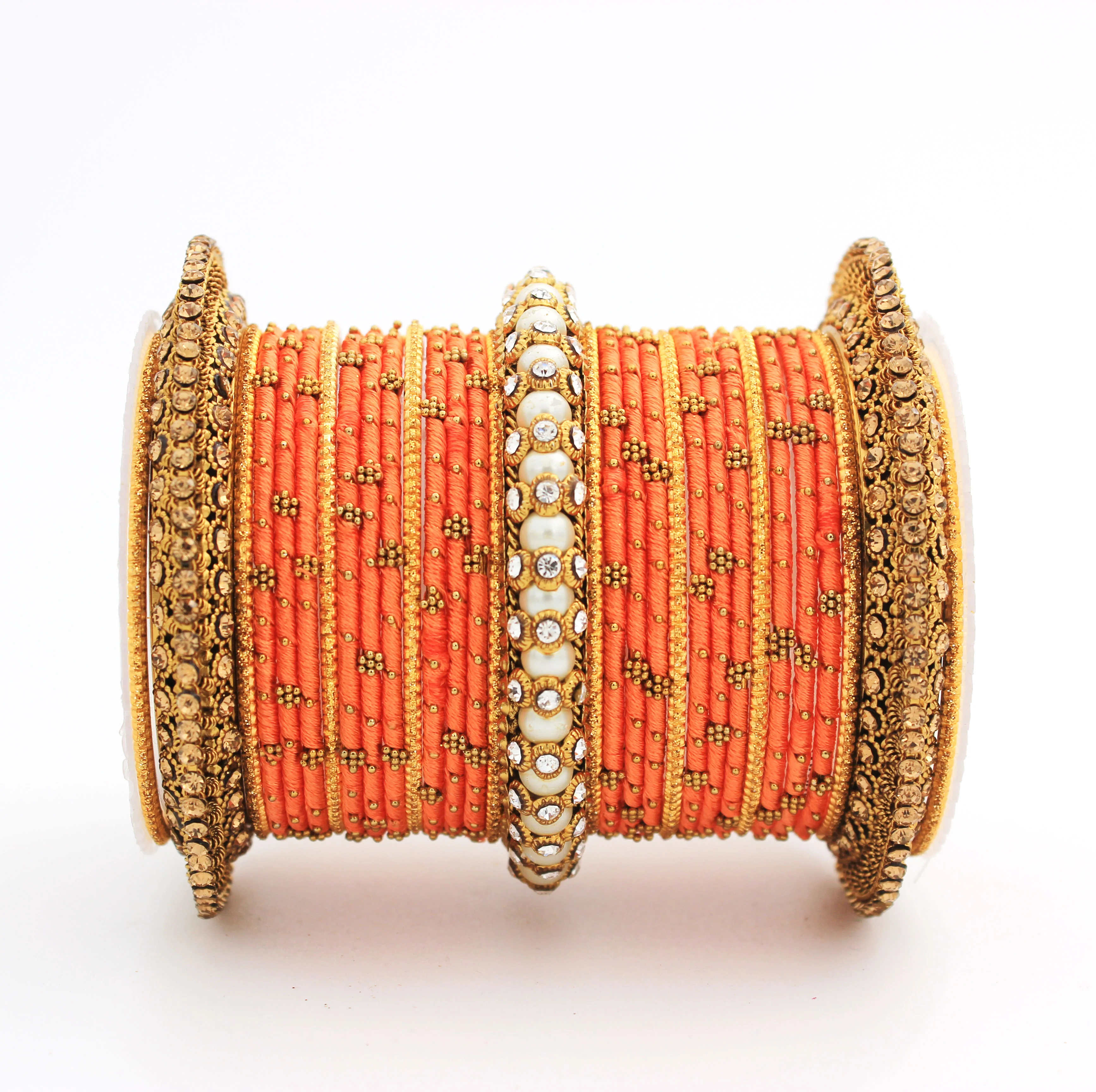 Traditional Thread bangle set with Pearl centre kada by Leshya - Image 18