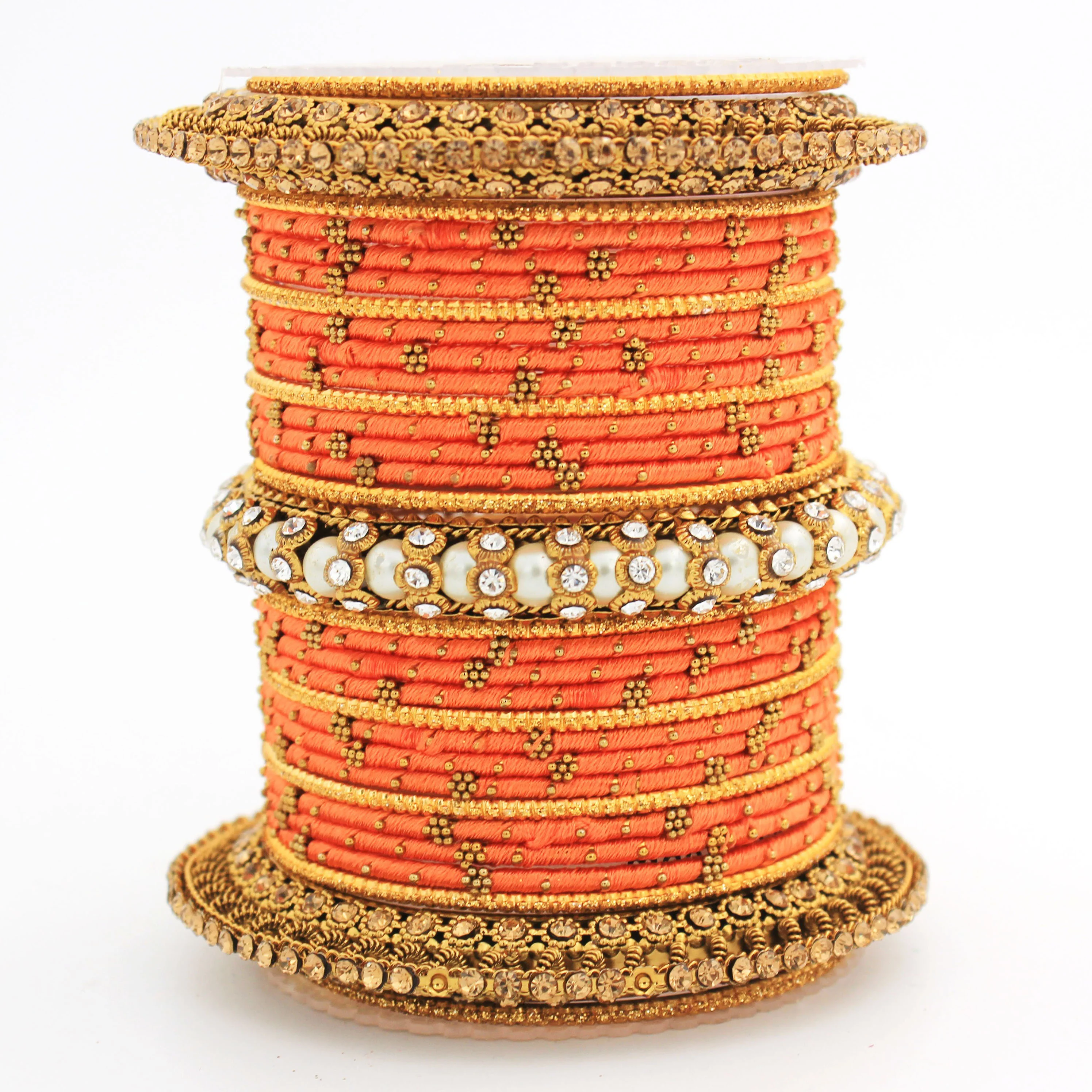 Traditional Thread bangle set with Pearl centre kada by Leshya - Image 19