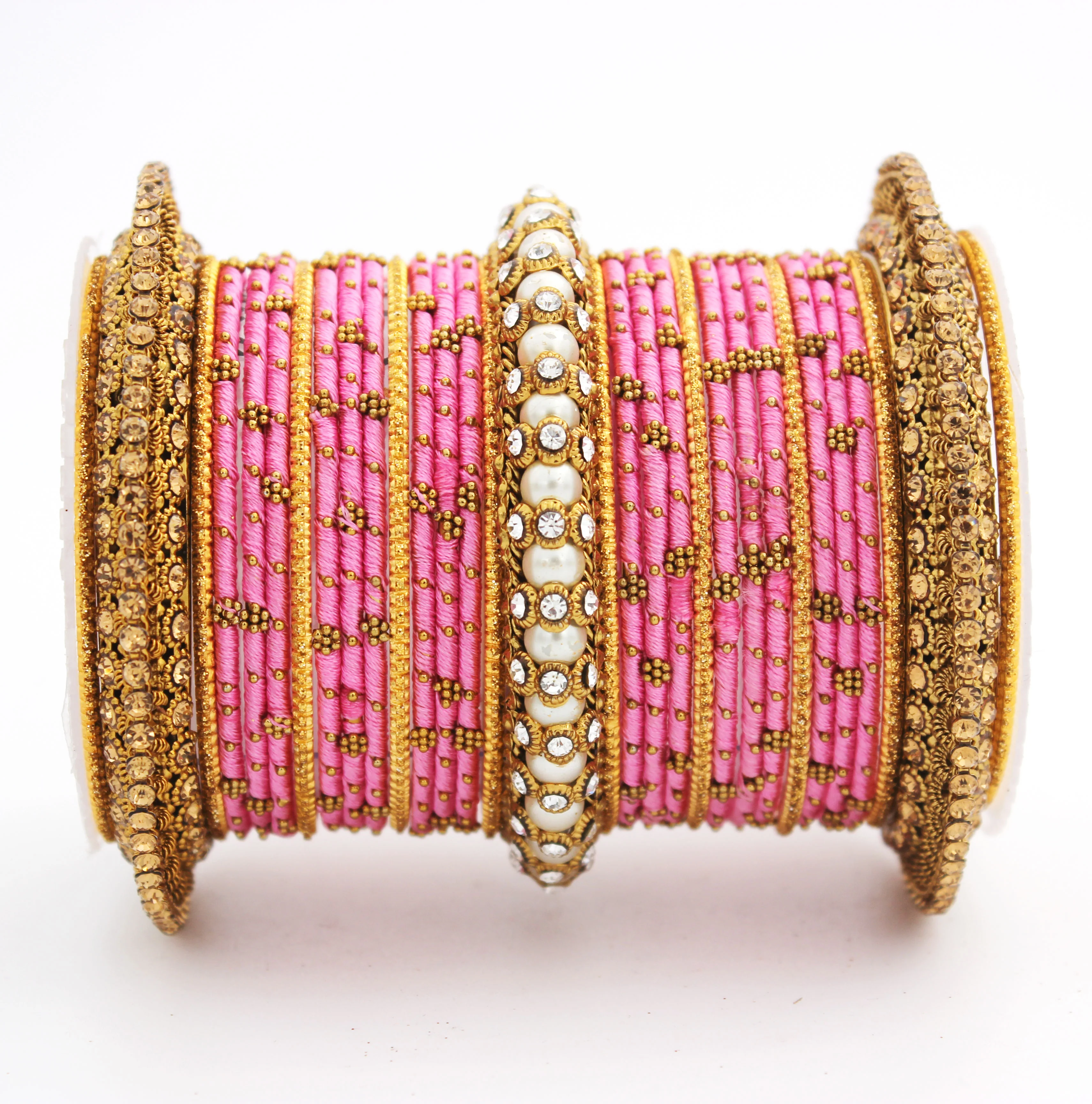 Traditional Thread bangle set with Pearl centre kada by Leshya - Image 20