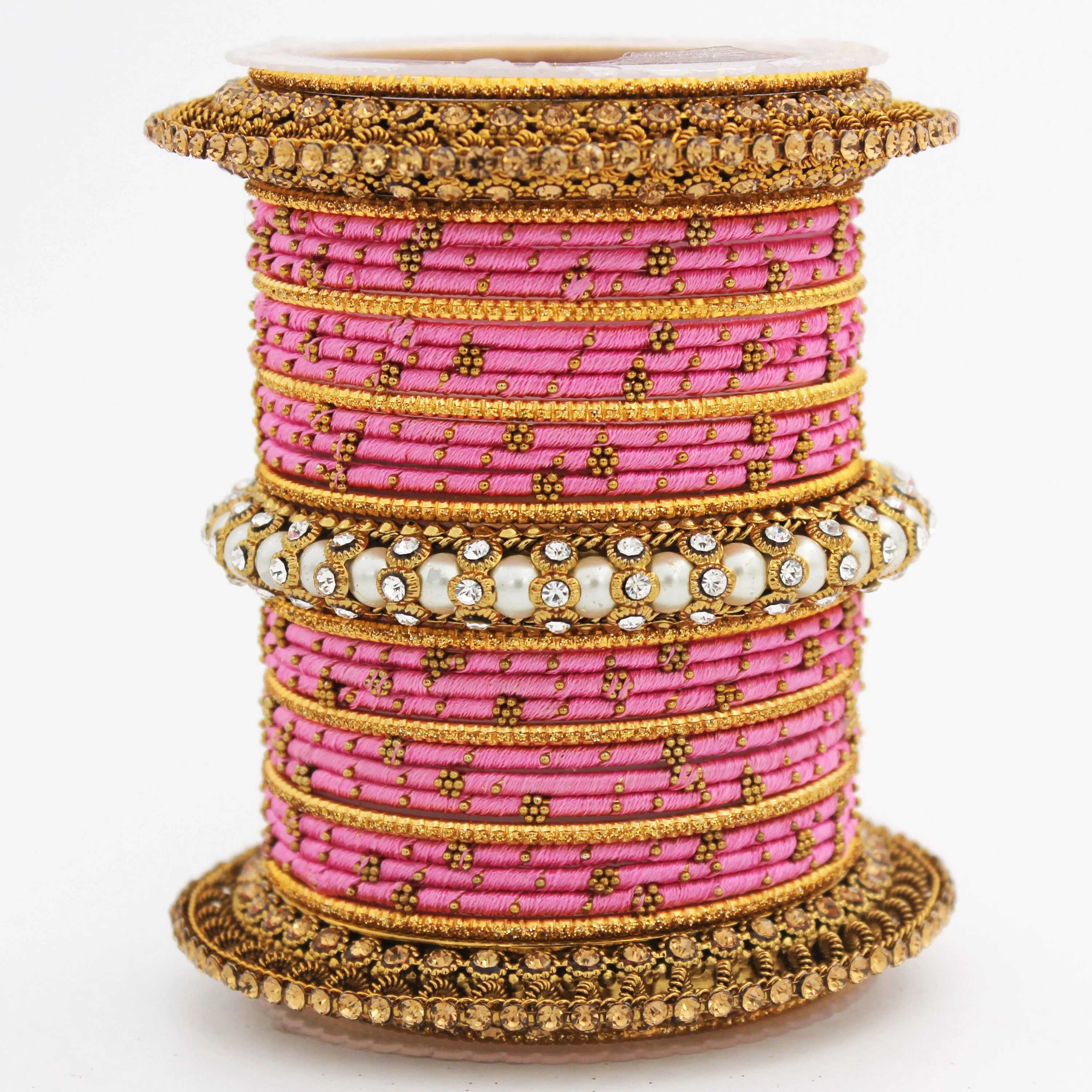 Traditional Thread bangle set with Pearl centre kada by Leshya - Image 21