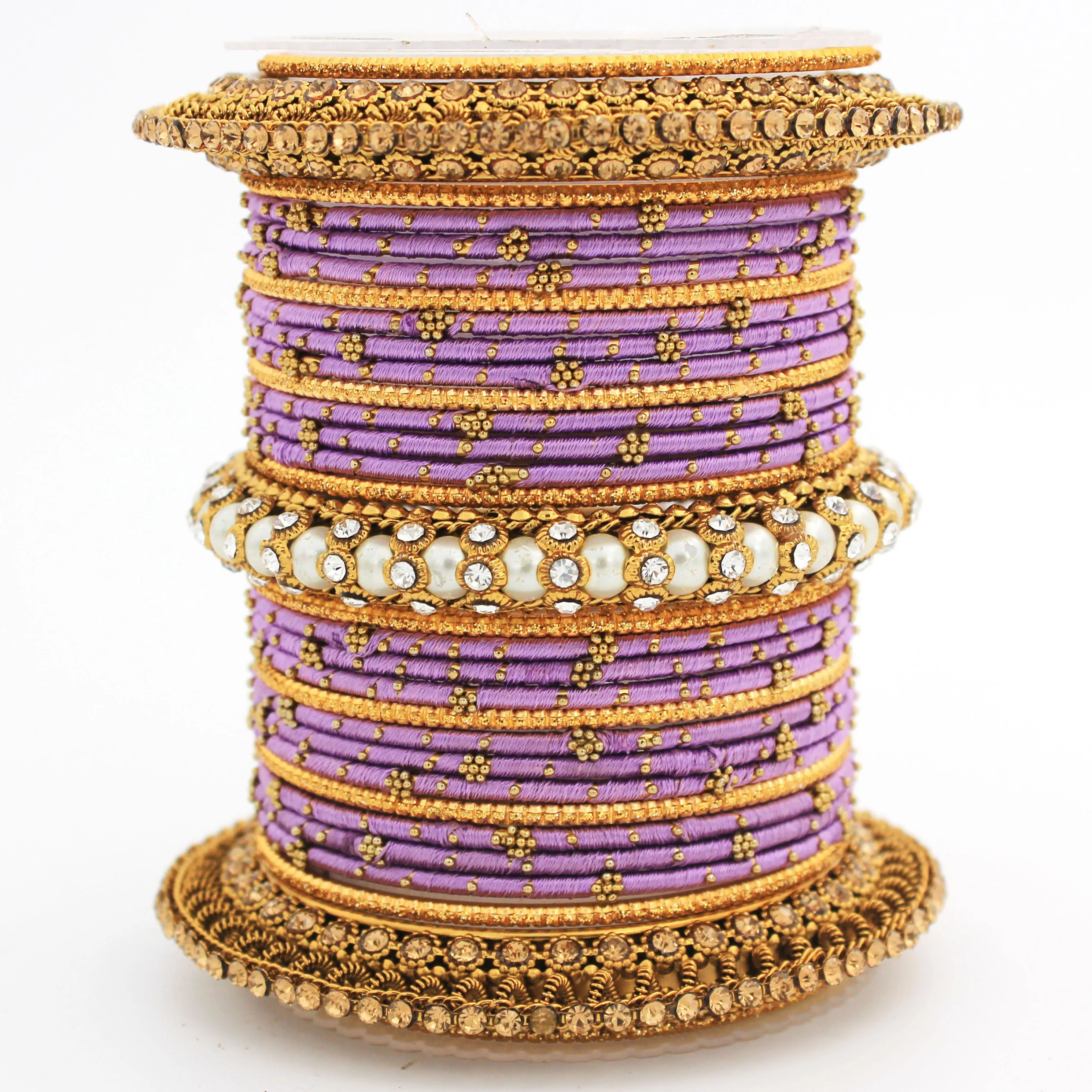 Traditional Thread bangle set with Pearl centre kada by Leshya - Image 23