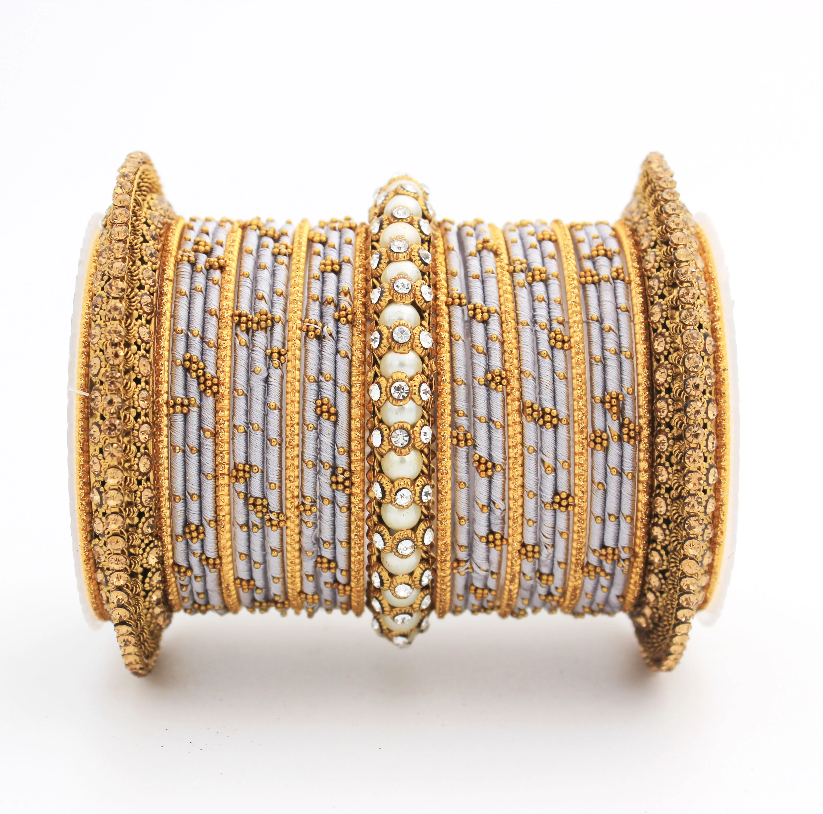 Traditional Thread bangle set with Pearl centre kada by Leshya - Image 26