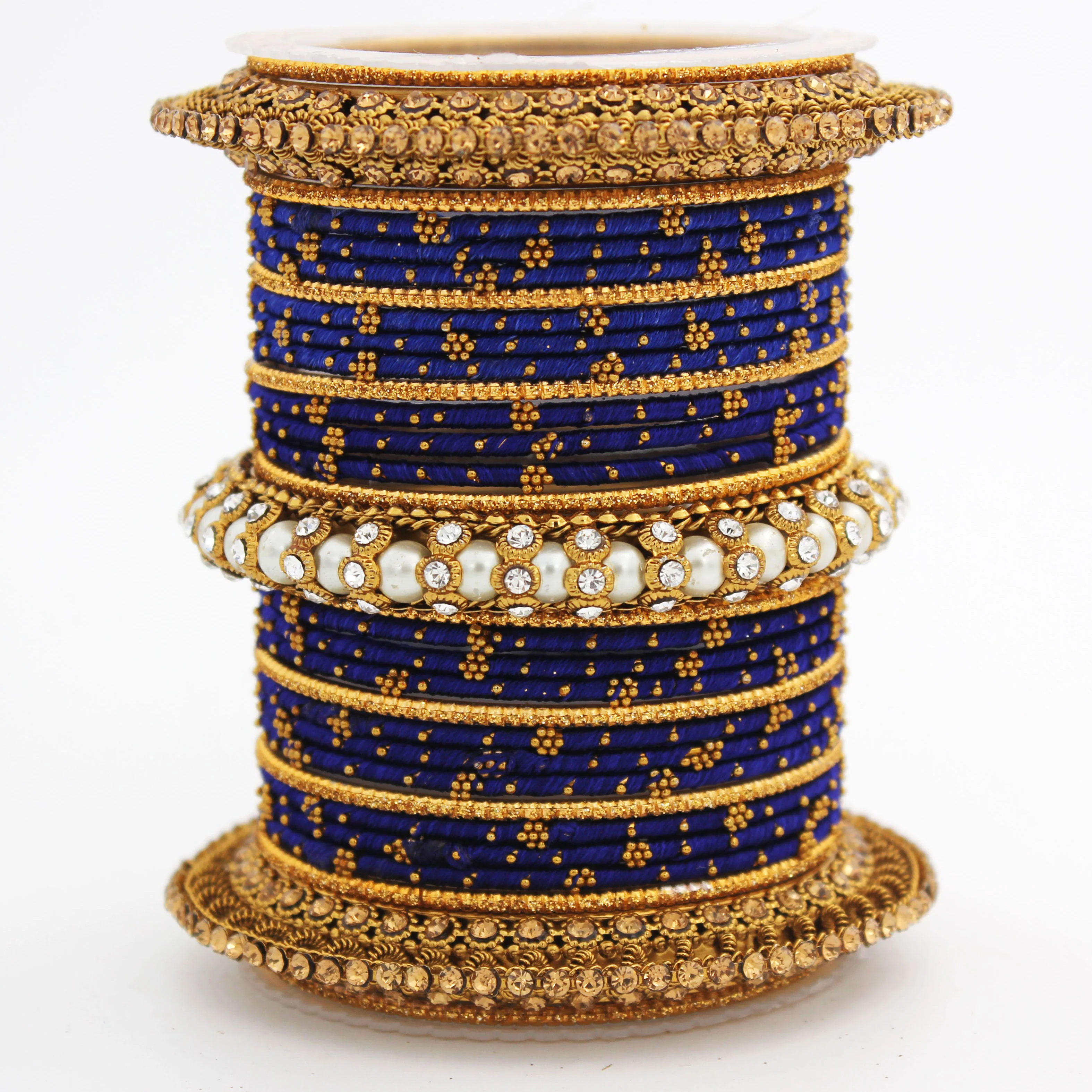 Traditional Thread bangle set with Pearl centre kada by Leshya - Image 30
