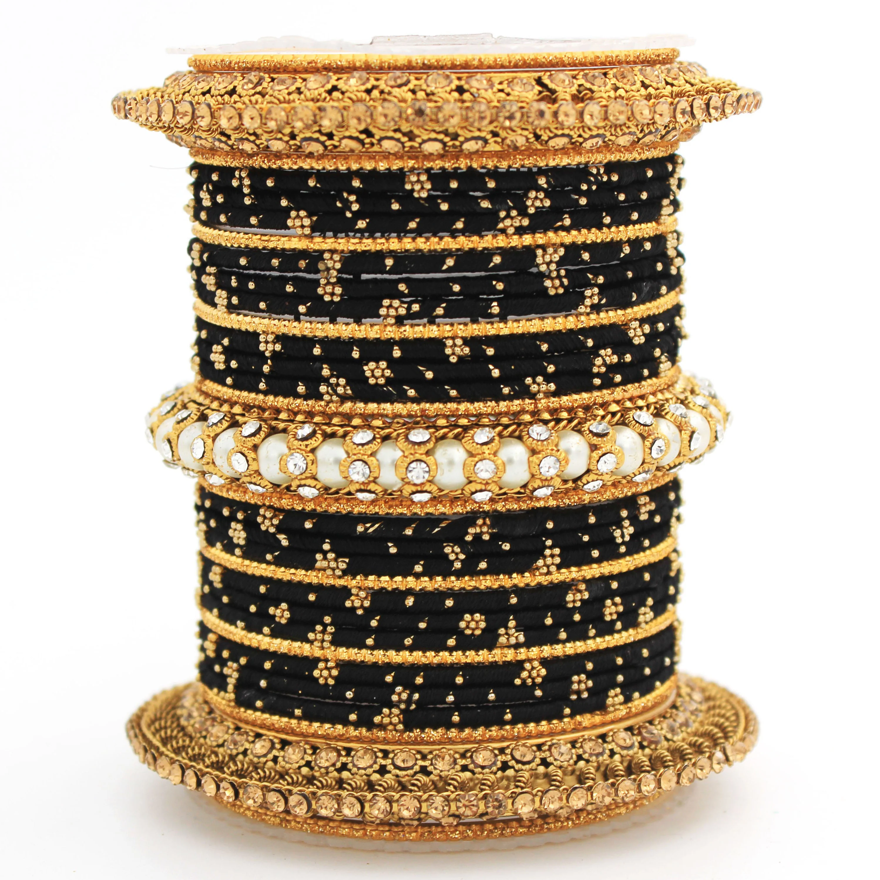 Traditional Thread bangle set with Pearl centre kada by Leshya - Image 5