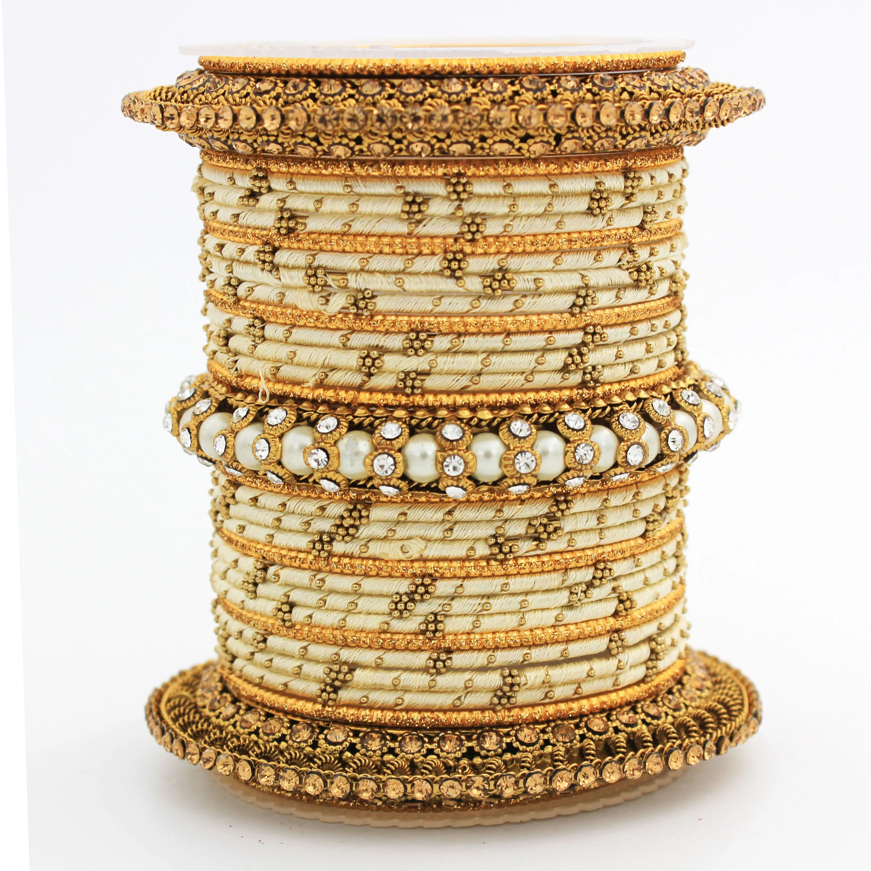 Traditional Thread bangle set with Pearl centre kada by Leshya - Image 7